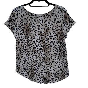 Carmen Marc Valvo Womens Size Medium Top Stretch Blouse Leopard Print
